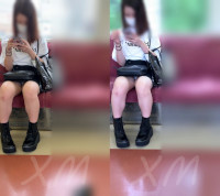 【レース生白パンチラ】電車対面パンチラ【019】