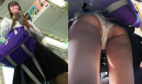 91電車に揺られて丸見え制服女子